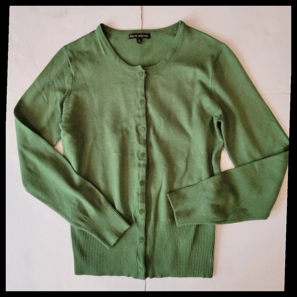Sarah Johnson green cardigan sweater Jr's M - Picture 1 of 6